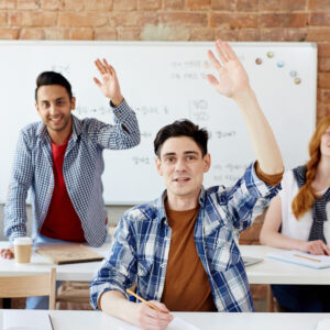 Students raising their hands